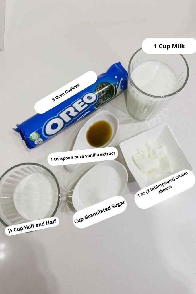 Ingredients for oreo ice cream ninja creami