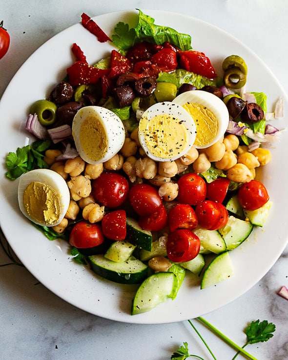 Garden Salad with Boiled Eggs