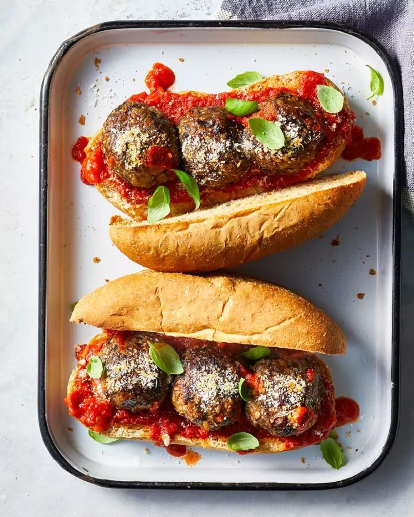 Eggplant and mushroom Meatball Subs