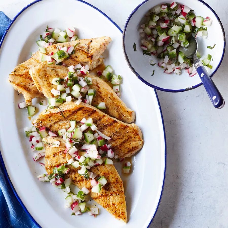 Grilled Chicken with Cucumber Radish Salsa