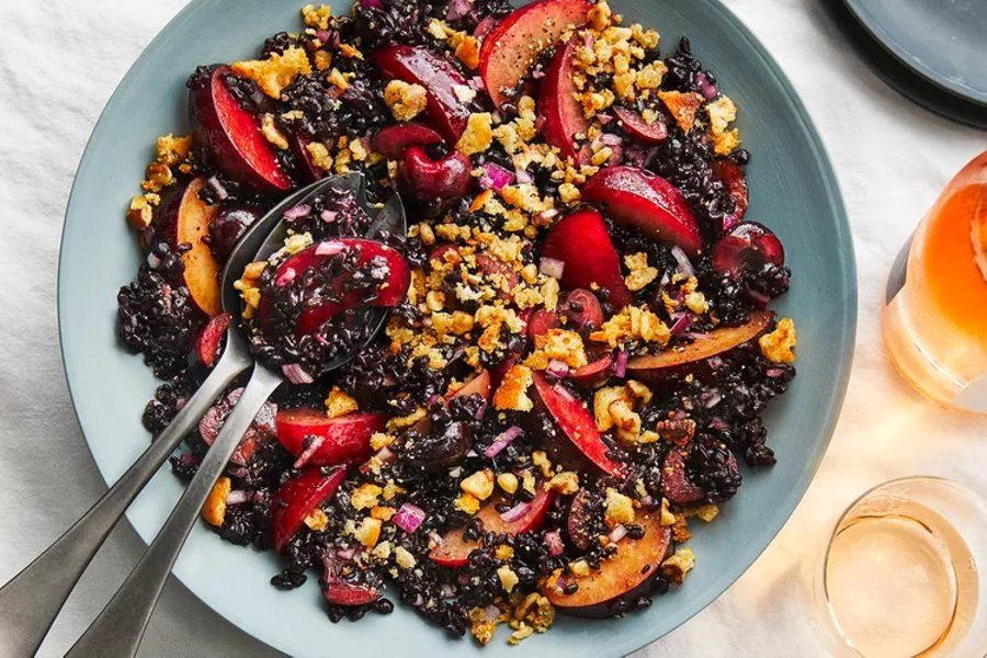 Black Rice Salad with Cherries and Plums