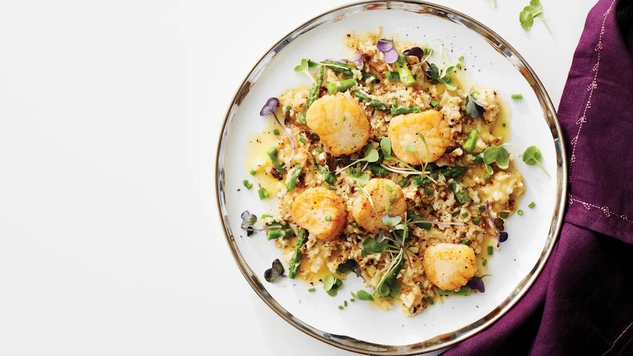 Cauliflower Risotto with Seared Scallops