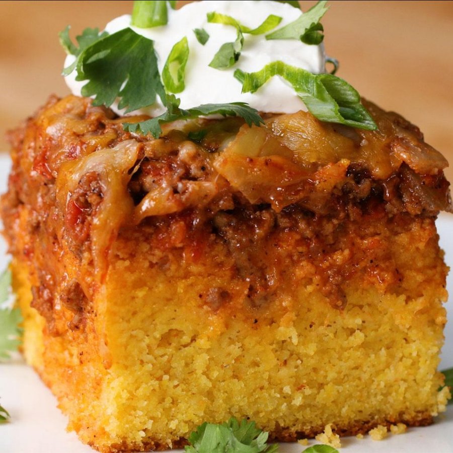 Chili-Cheese Corn Bread Poke Cake