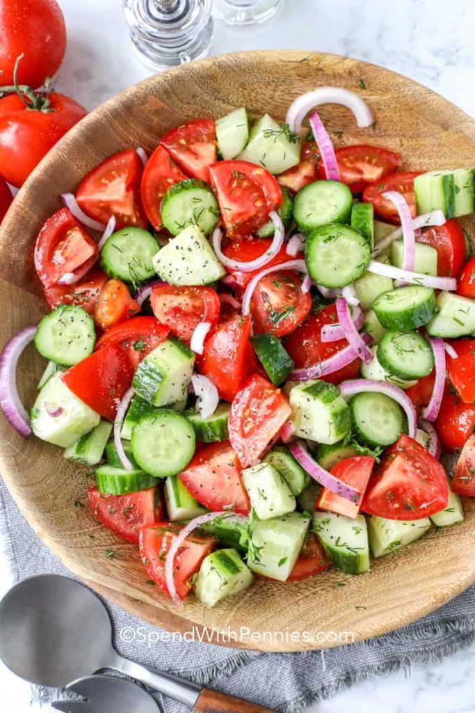 Cucumber, tomato and onion salad