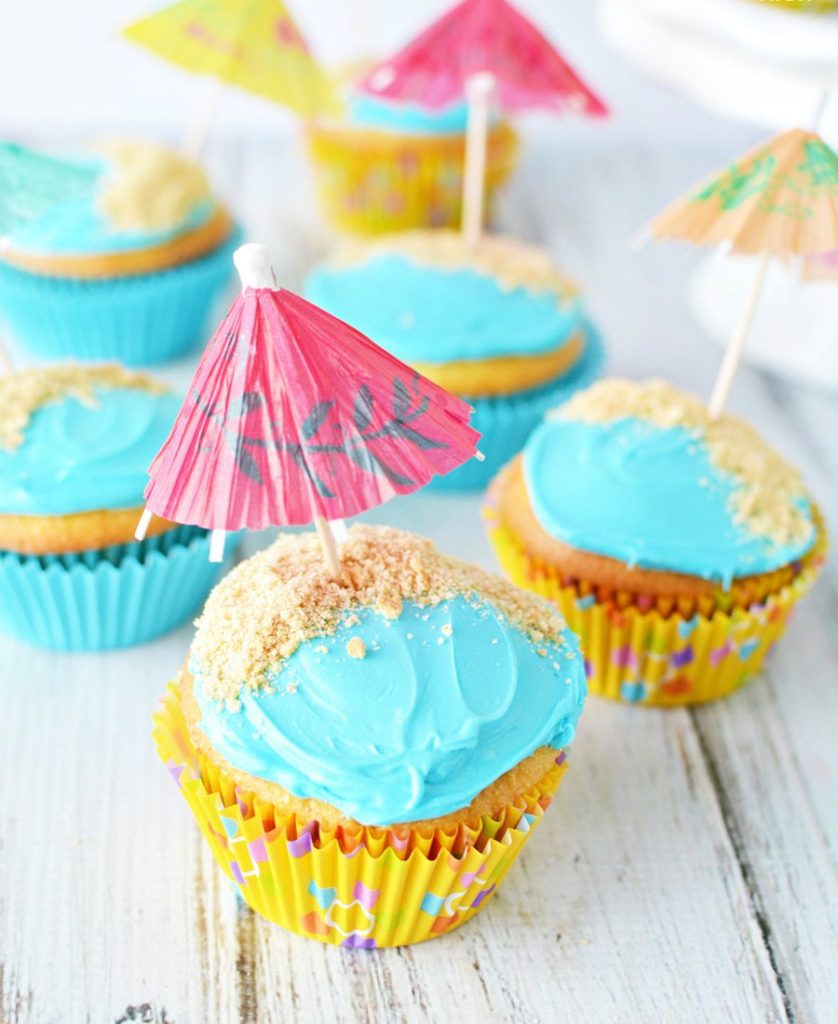 Easy Beach Birthday Cupcakes