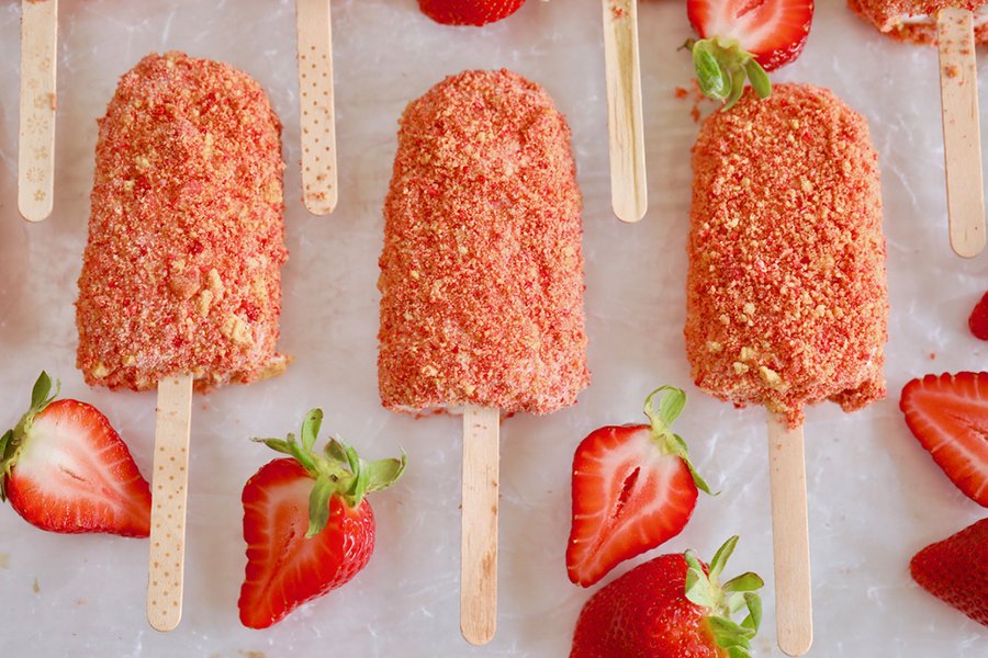 Homemade Strawberry Shortcake Ice Cream Bars