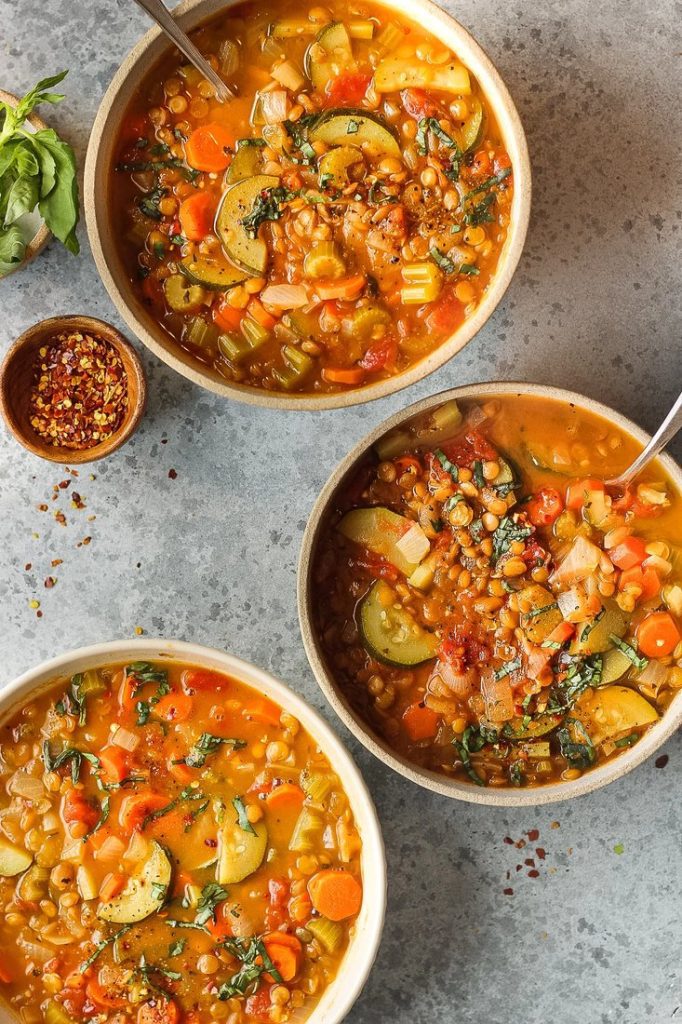 One Pot Vegetable & Lentil Soup with Parmesan