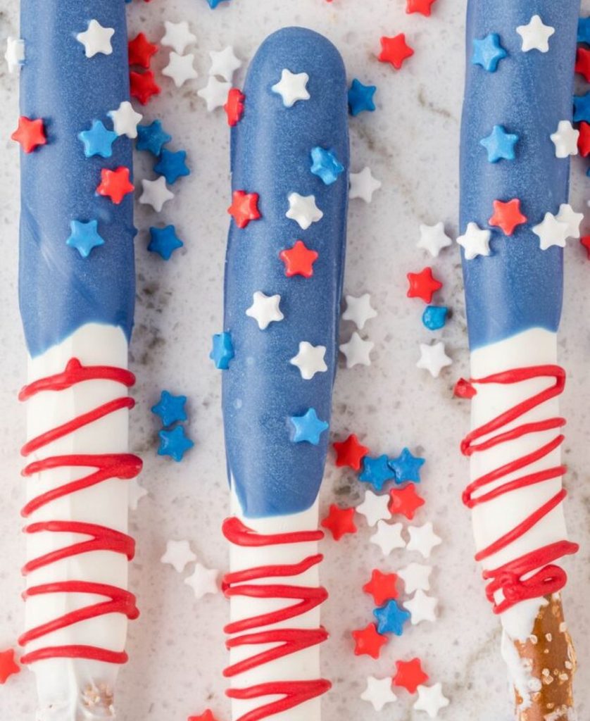  Patriotic Pretzel Rods