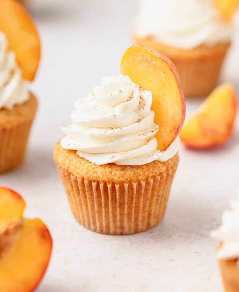 Peaches and Cream Cupcakes