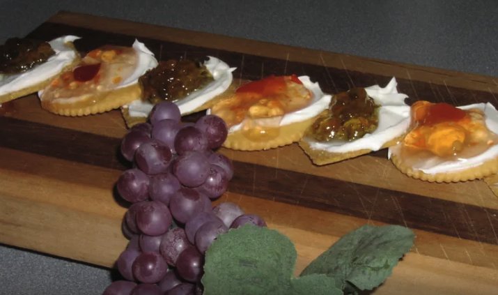  Shrimp on Seasoned Crackers with Pepper Jelly Cream Cheese