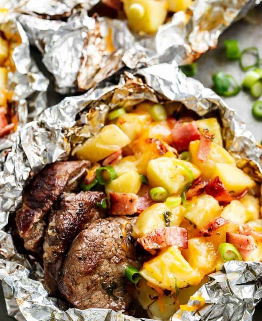 Steak and Cheesy Bacon Potato Hash Foil Packs