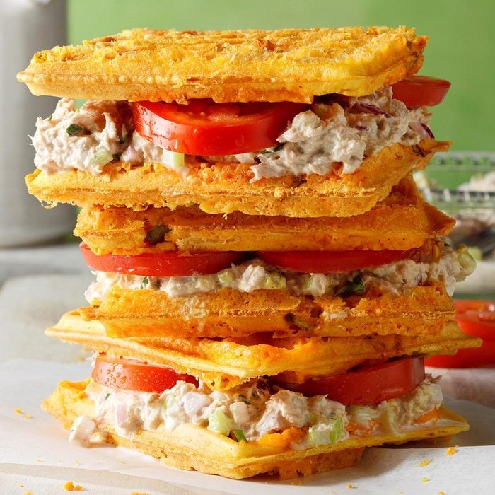 Tuna Cheese Waffle Sandwiches