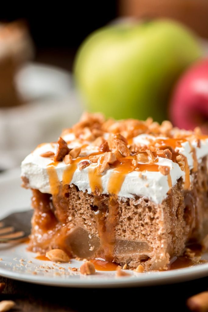 Apple Caramel Poke Cake