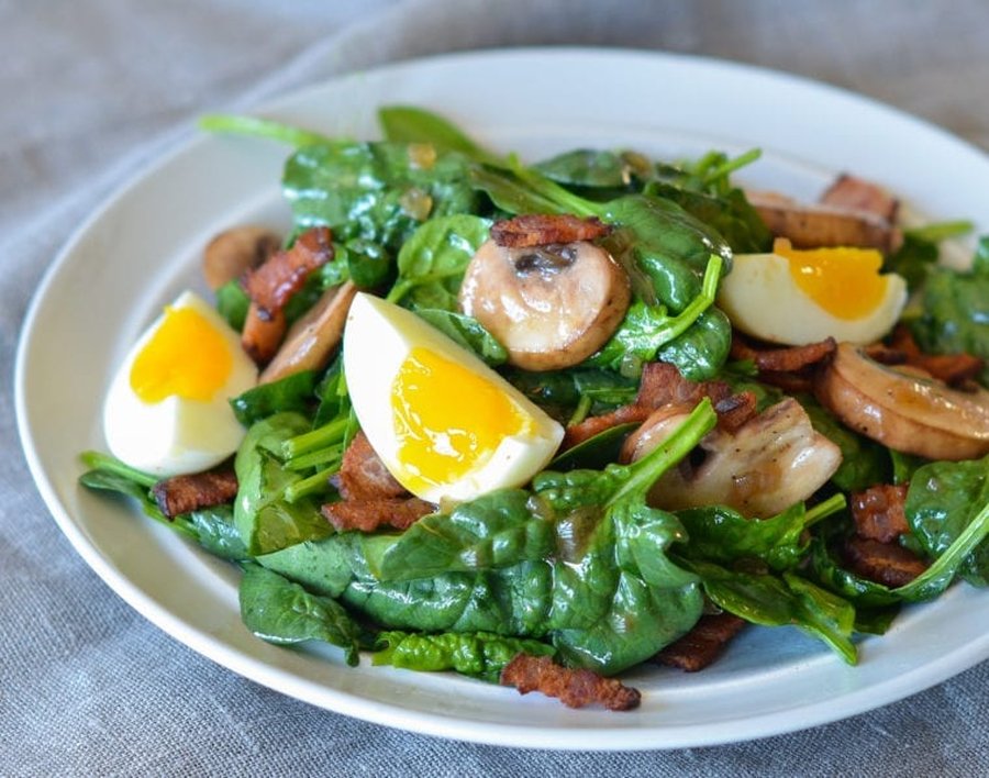 Spinach Salad with the Hot Bacon Dressings