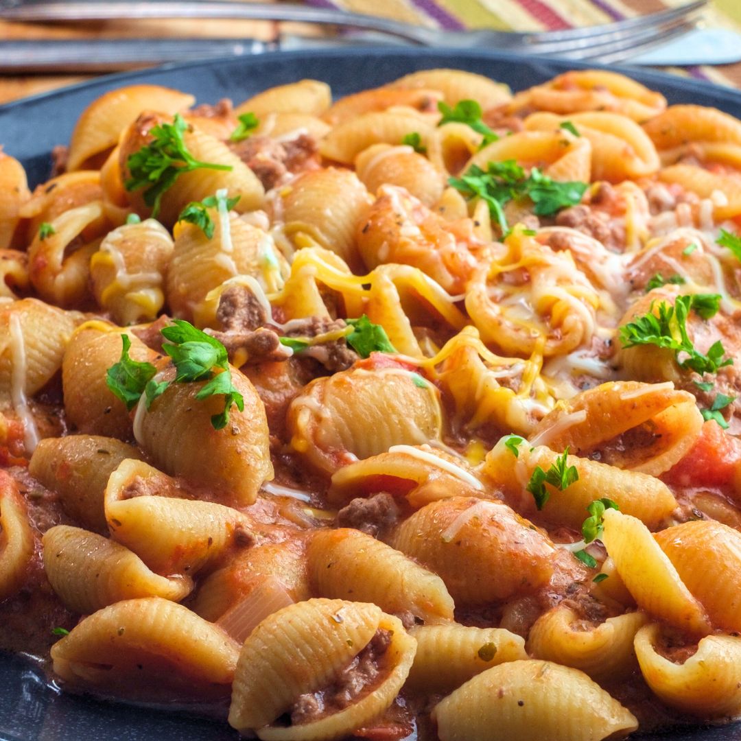 One-Pot Creamy Beef and Shells