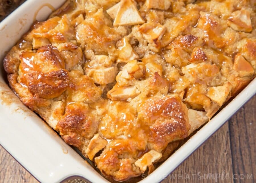 Apple Bread Pudding with Caramel Sauce