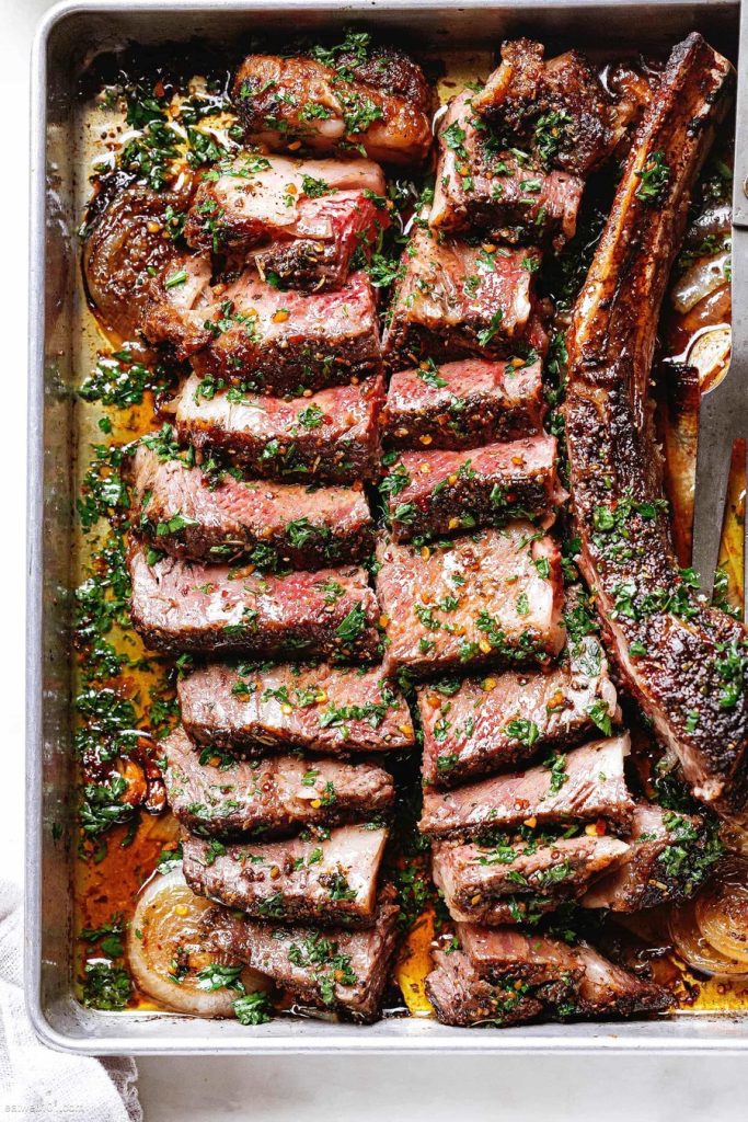 Garlic Herb Butter Steak in Oven