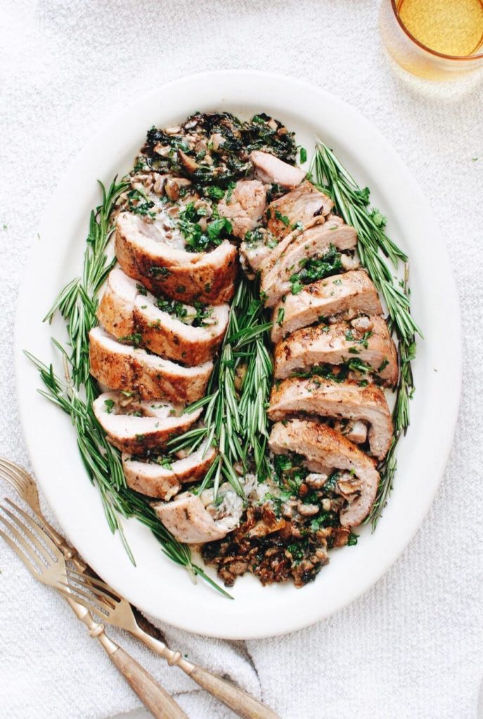  Mushroom and Spinach Stuffed Pork Tenderloin