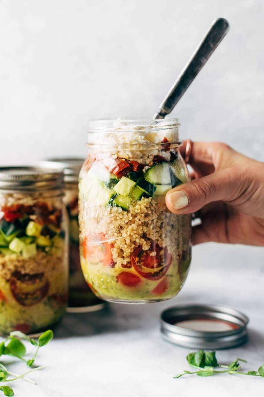 Quinoa Salad Jars with Lemon Dill Dressing