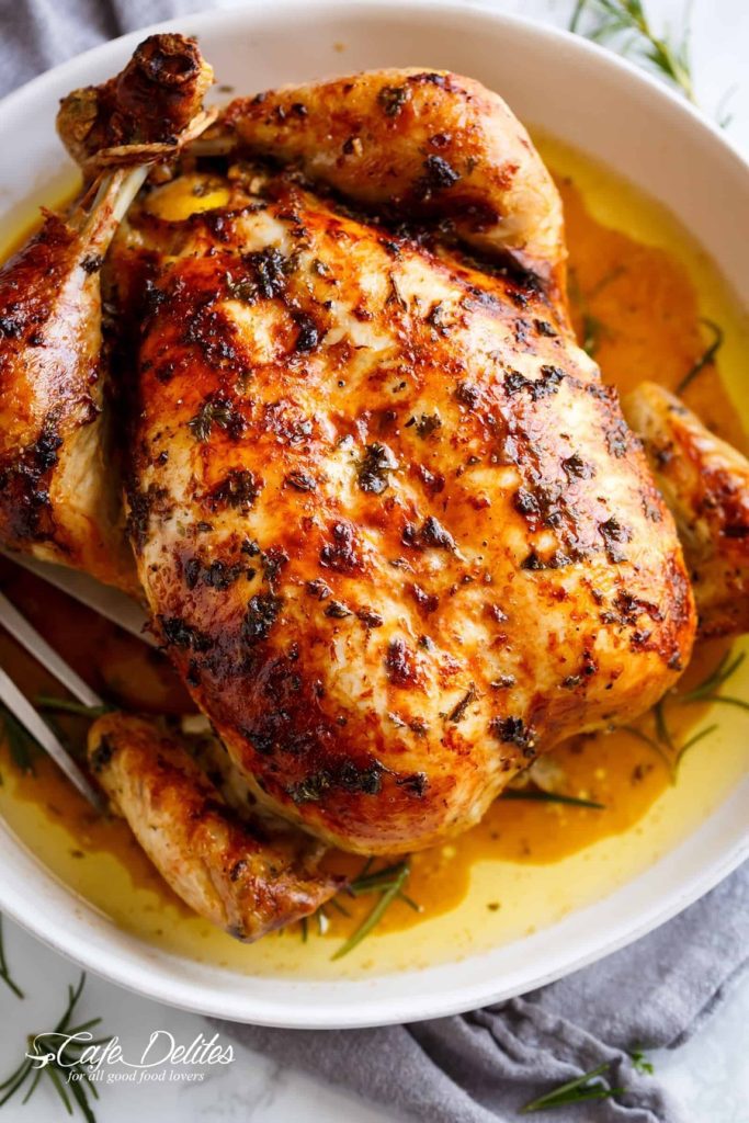 Roasted Chicken with Garlic Herb Butter