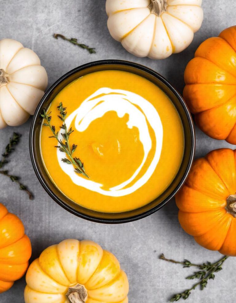 Roasted Pumpkin Soup with garlic and rosemary