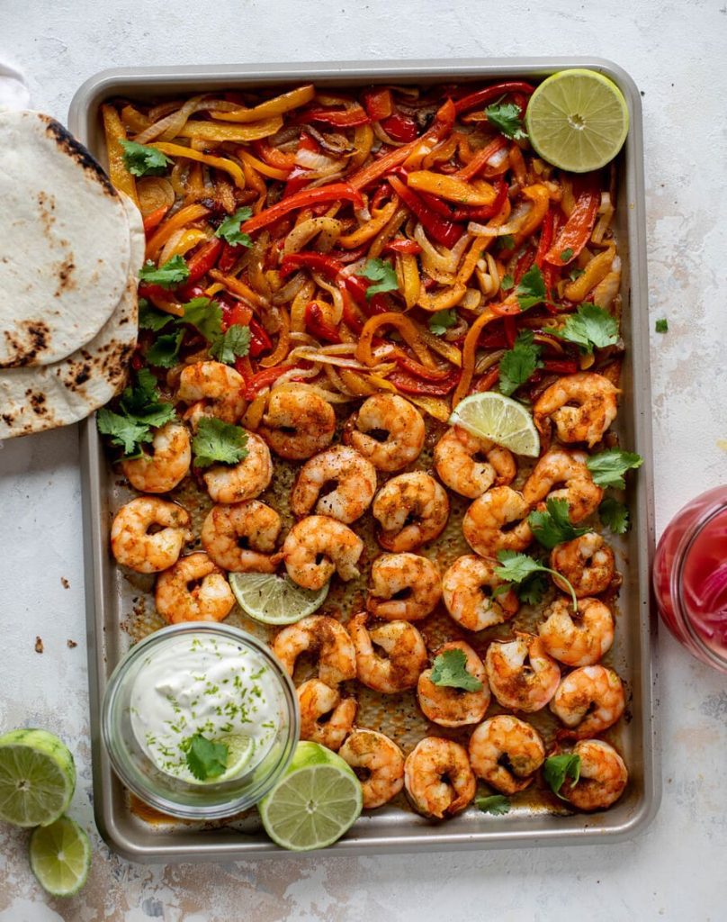 Sheet Pan Shrimp Fajitas