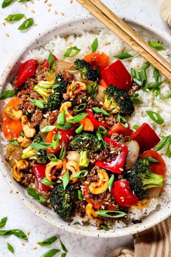 Asian Inspired Ground Turkey Stir Fry