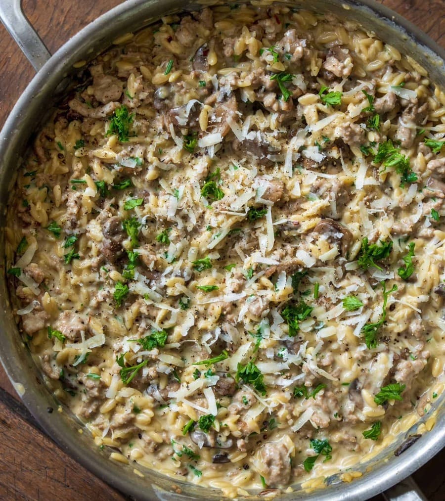 Ground Turkey and Mushroom Orzo