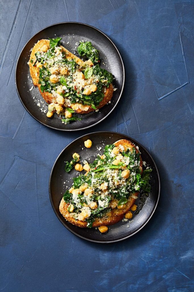 Kale and Chickpea Toasts