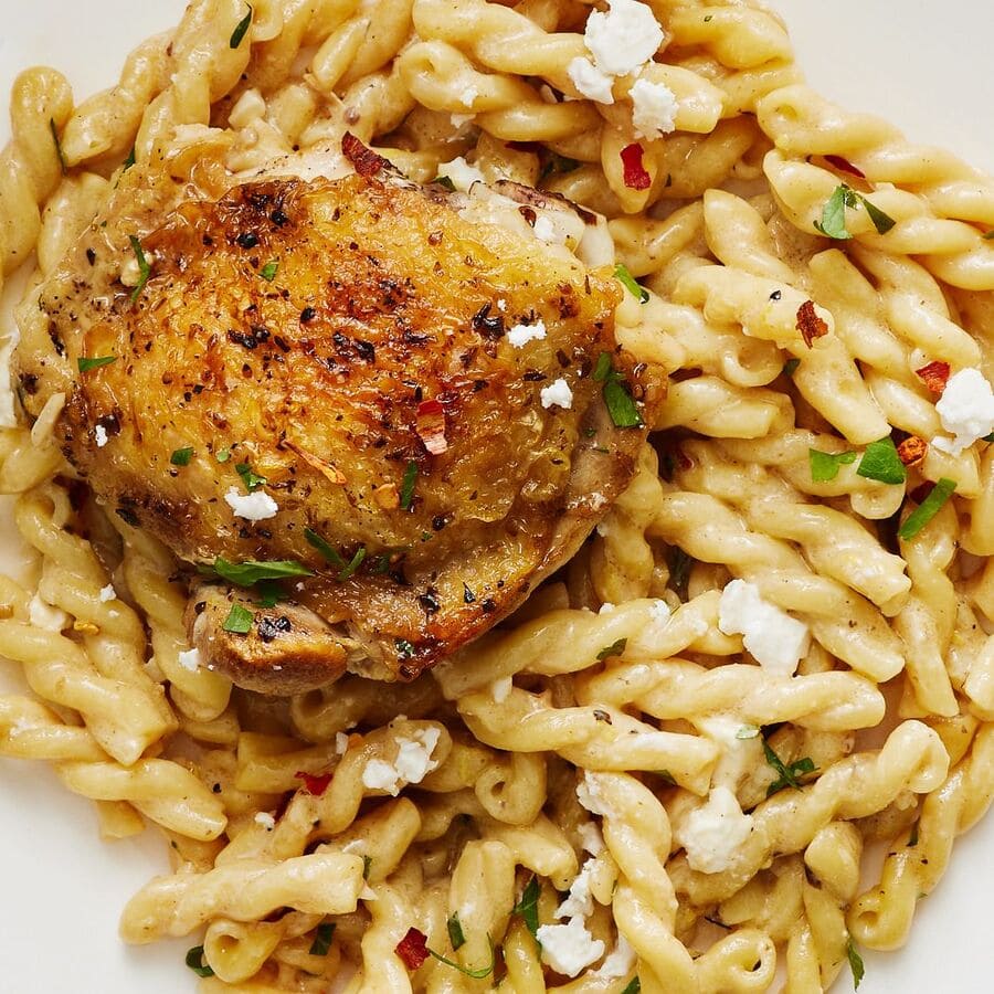 Lemon Butter Feta Chicken Pasta