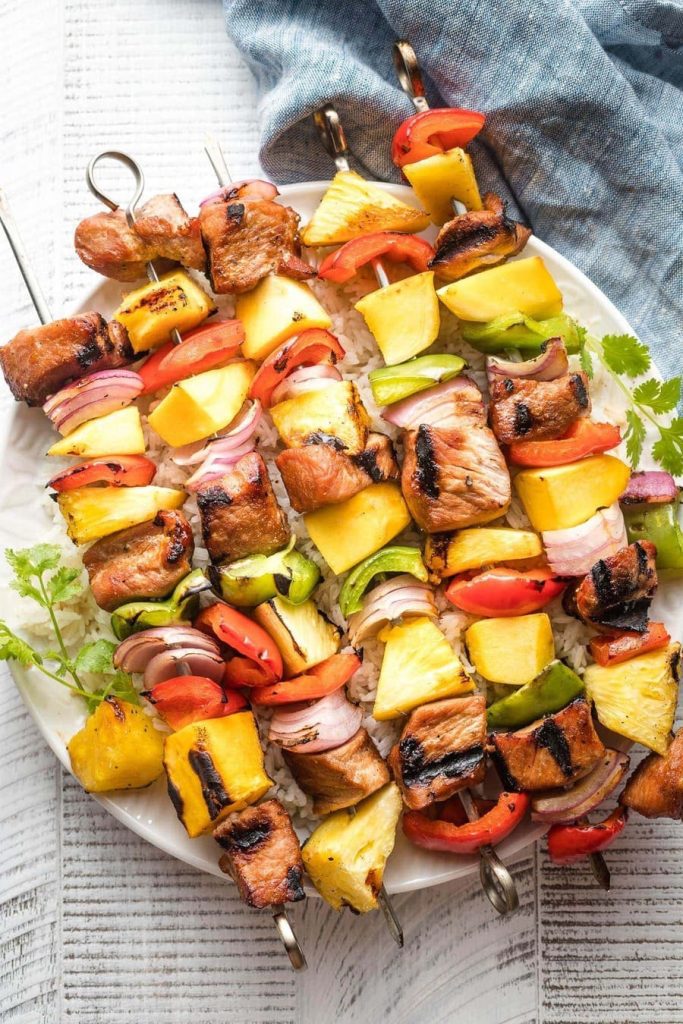 Pork, Pineapple and Onion Skewers