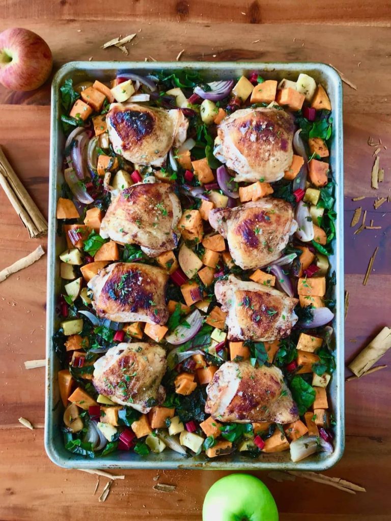 Sheet Pan Chicken With Apples and Delicata Squash