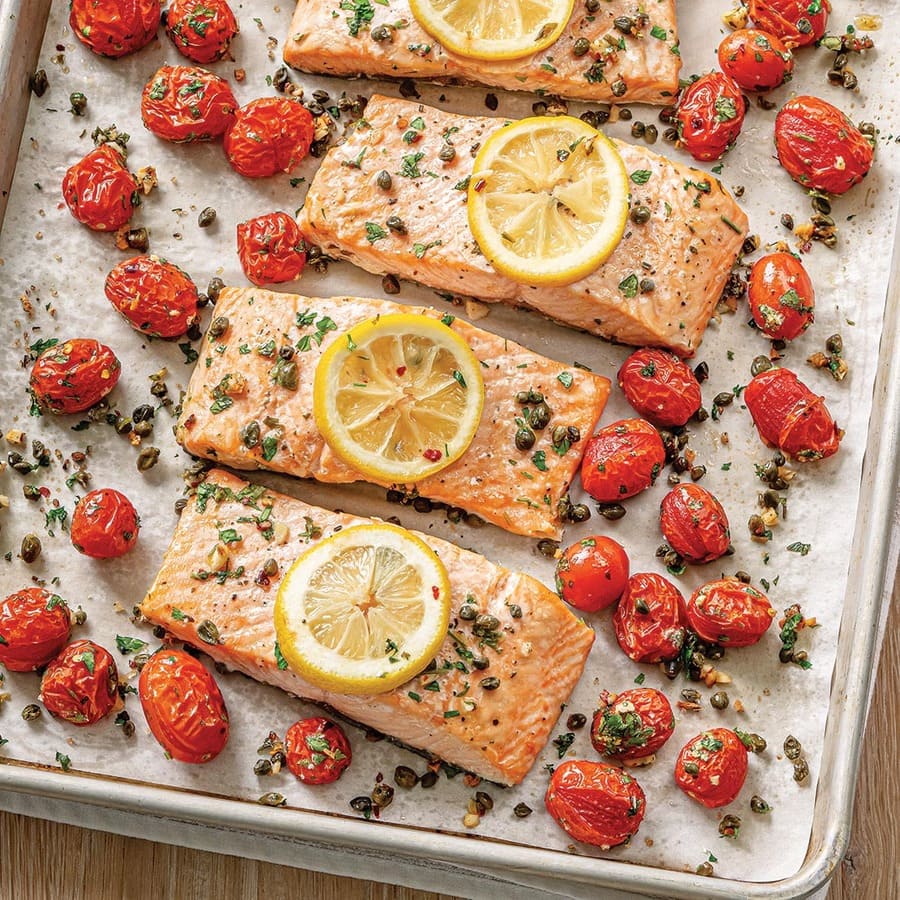 Sheet Pan Salmon and Tomatoes