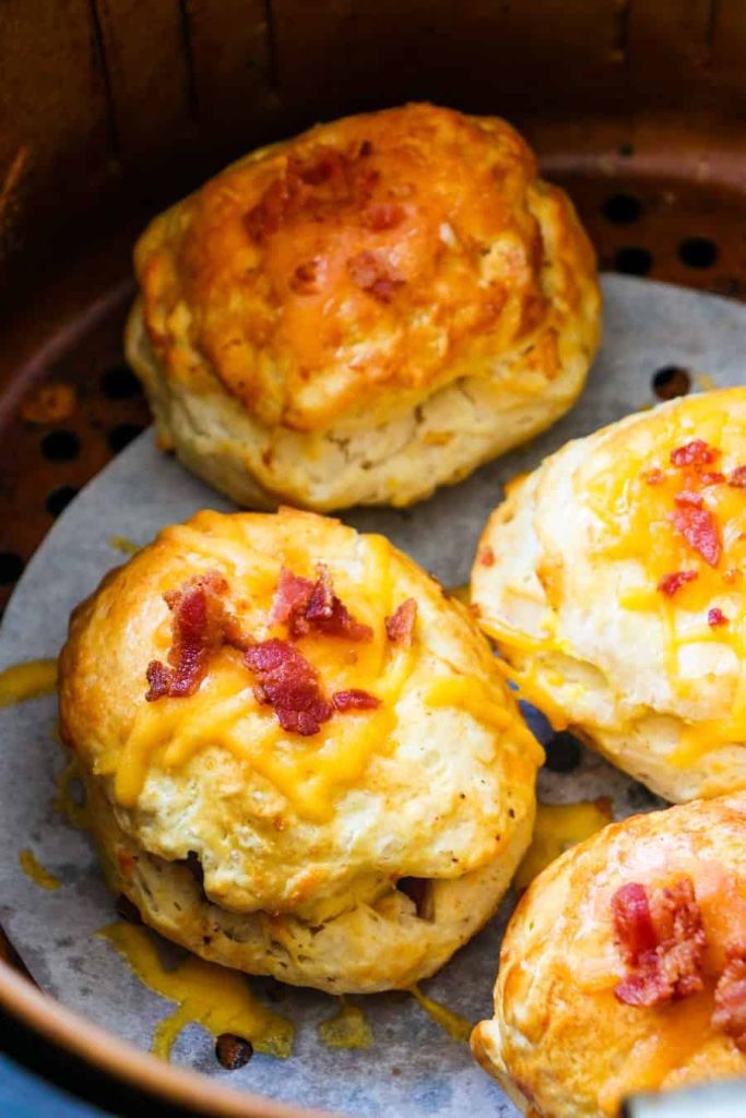 Stuffed Biscuit Bombs with Scrambled Eggs and Bacon