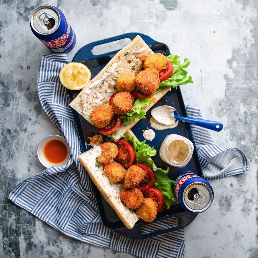 Bay Scallop Po' Boy with Spicy Mayo