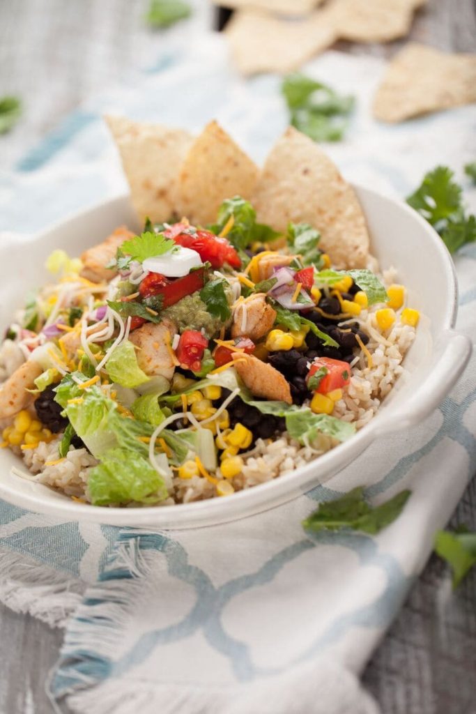 Chipotle-Inspired Chicken Bowl with Black Beans and Corn