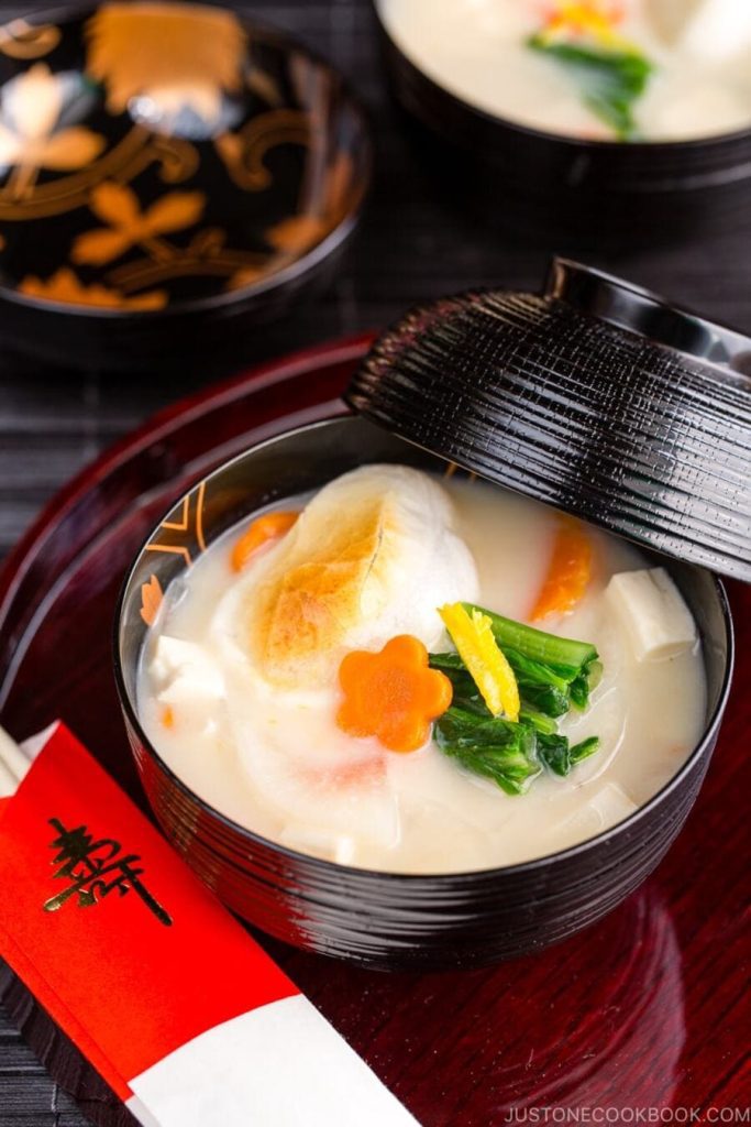 Miso Soup with Mochi for Added Texture