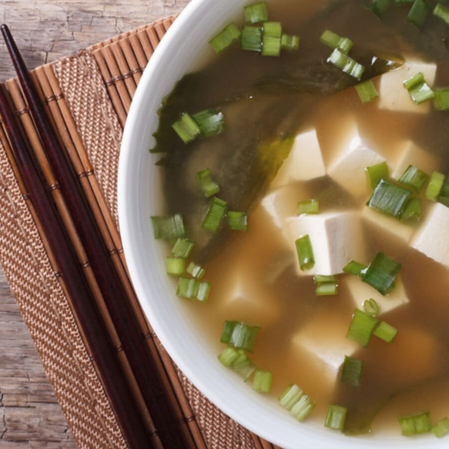 Simple Miso Soup with Tofu and Seaweed