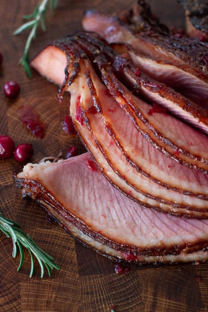 Smoked Ham with Cranberry Honey Compound Butter