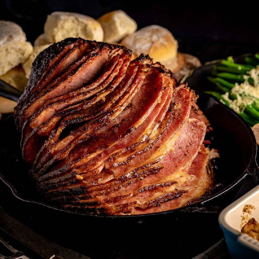 Twice Smoked Ham with Brown Sugar Honey Glaze