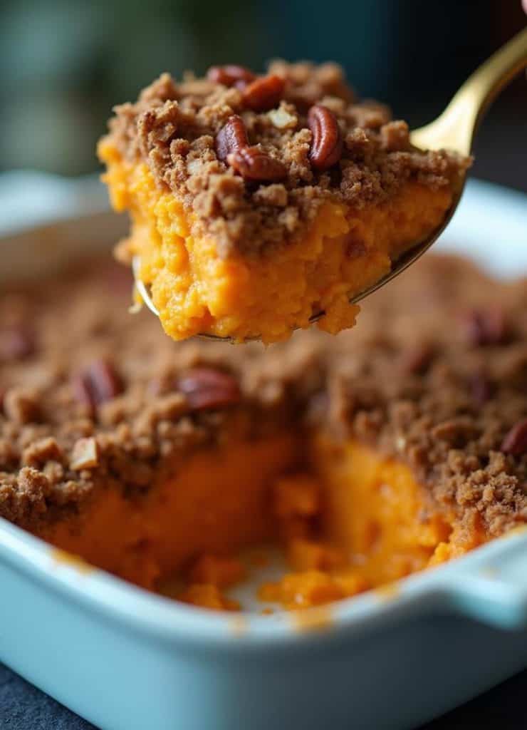 Brown Sugar Pecan Sweet Potato Casserole with Evaporated Milk