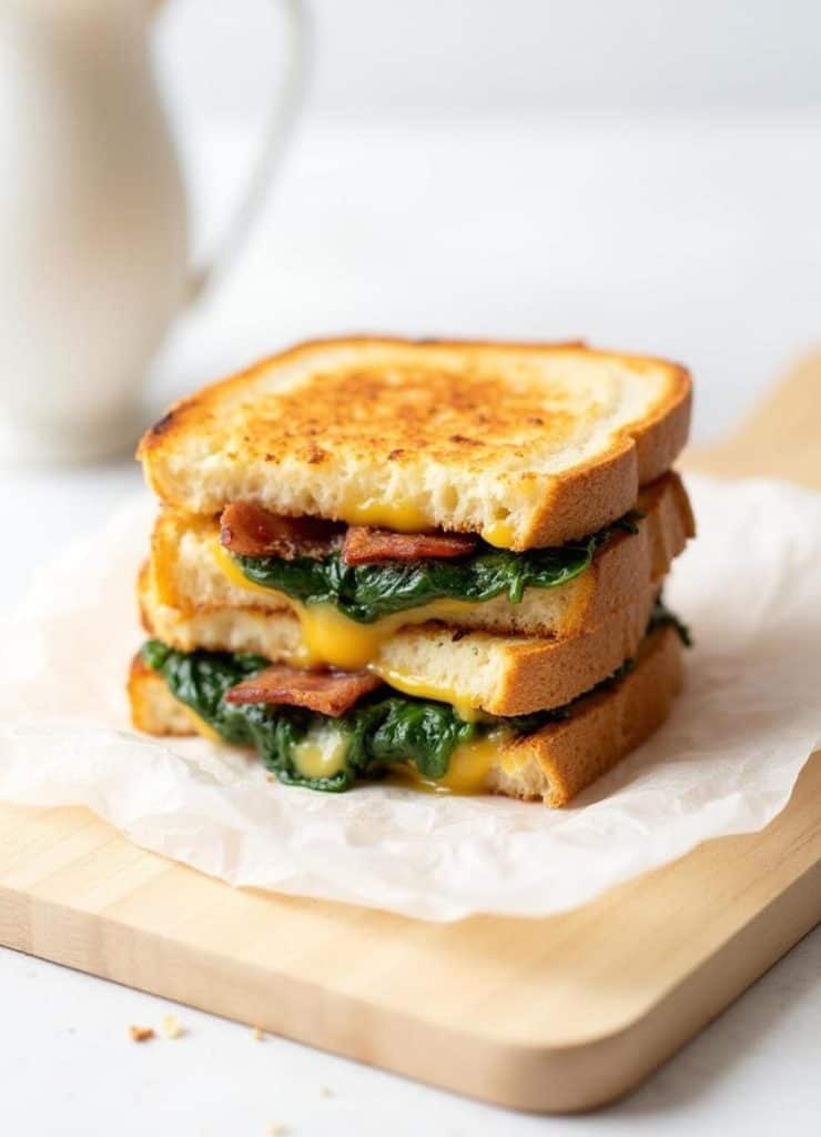 Garlicky Bacon And Spinach Grilled Cheese