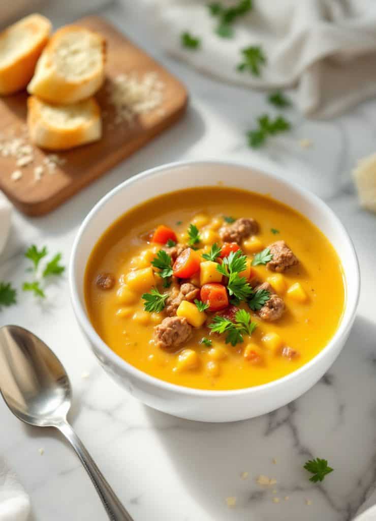 Beefy Velveeta Cheese Soup