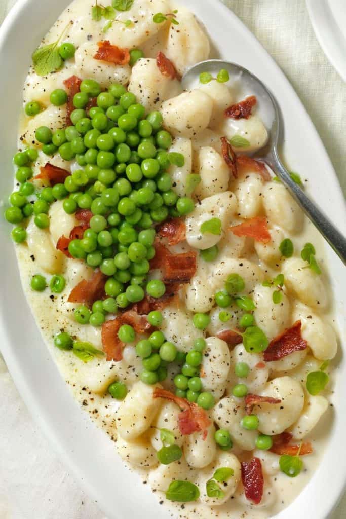 Creamy Skillet Gnocchi With Bacon and Peas