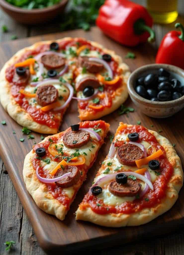 Greek Sausage Pita Pizzas: A Quick and Easy Dinner