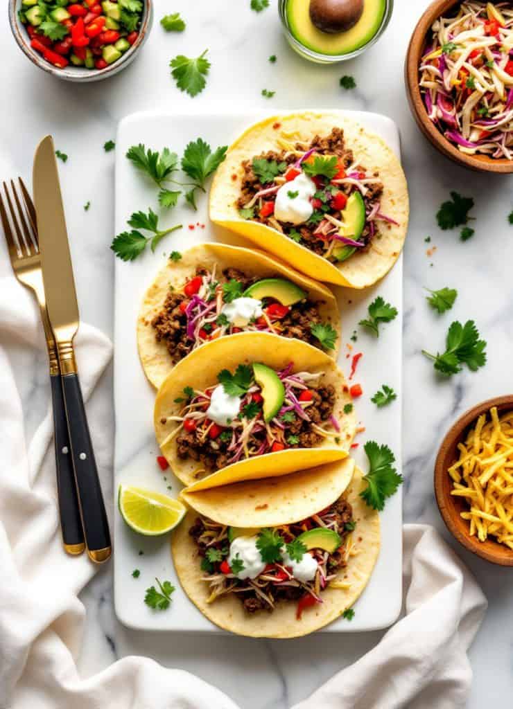 Ground Beef Tacos with Spring Slaw