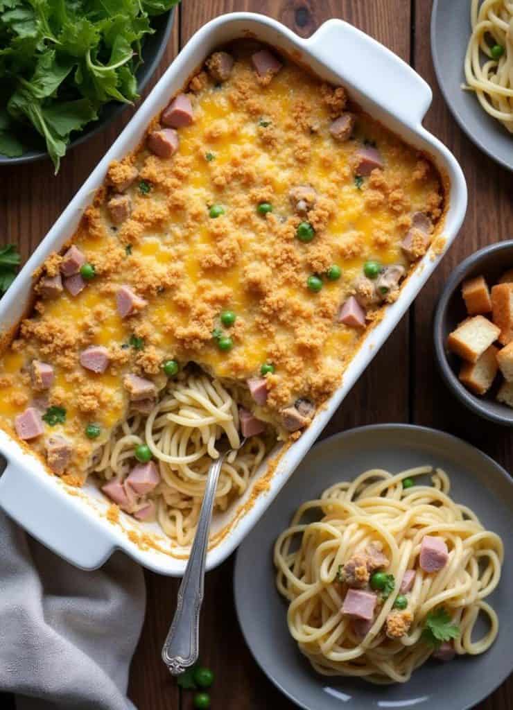 Ham Tetrazzini A Creamy Baked Spaghetti Dish