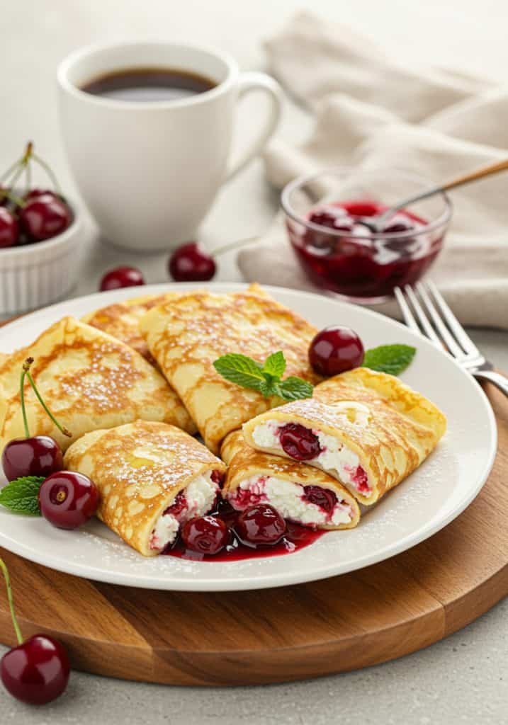 Cottage Cheese Cherry Blintzes