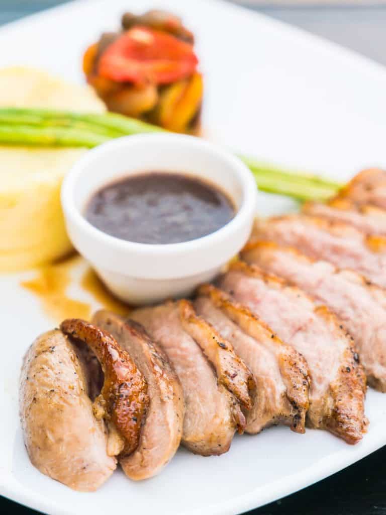 Duck Breast with Cherry Compote and Roasted Vegetables