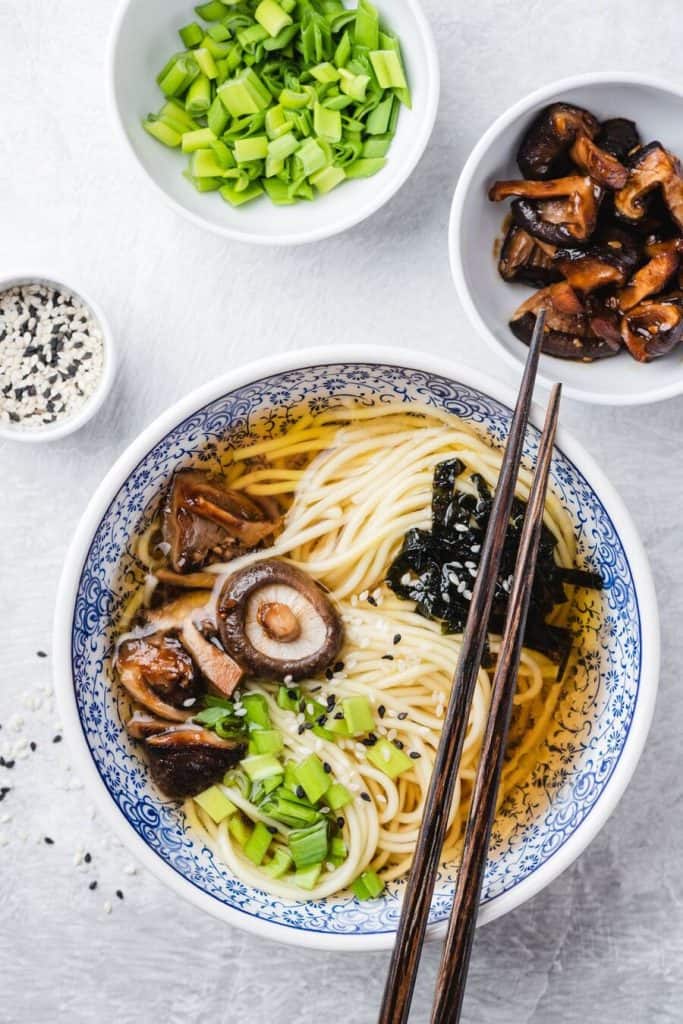 Homemade Ramen With Fresh Veggies and Herbs